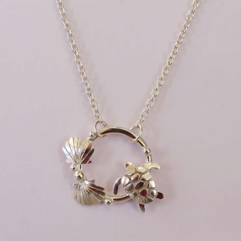 Turtle and Clams Ring Necklace
